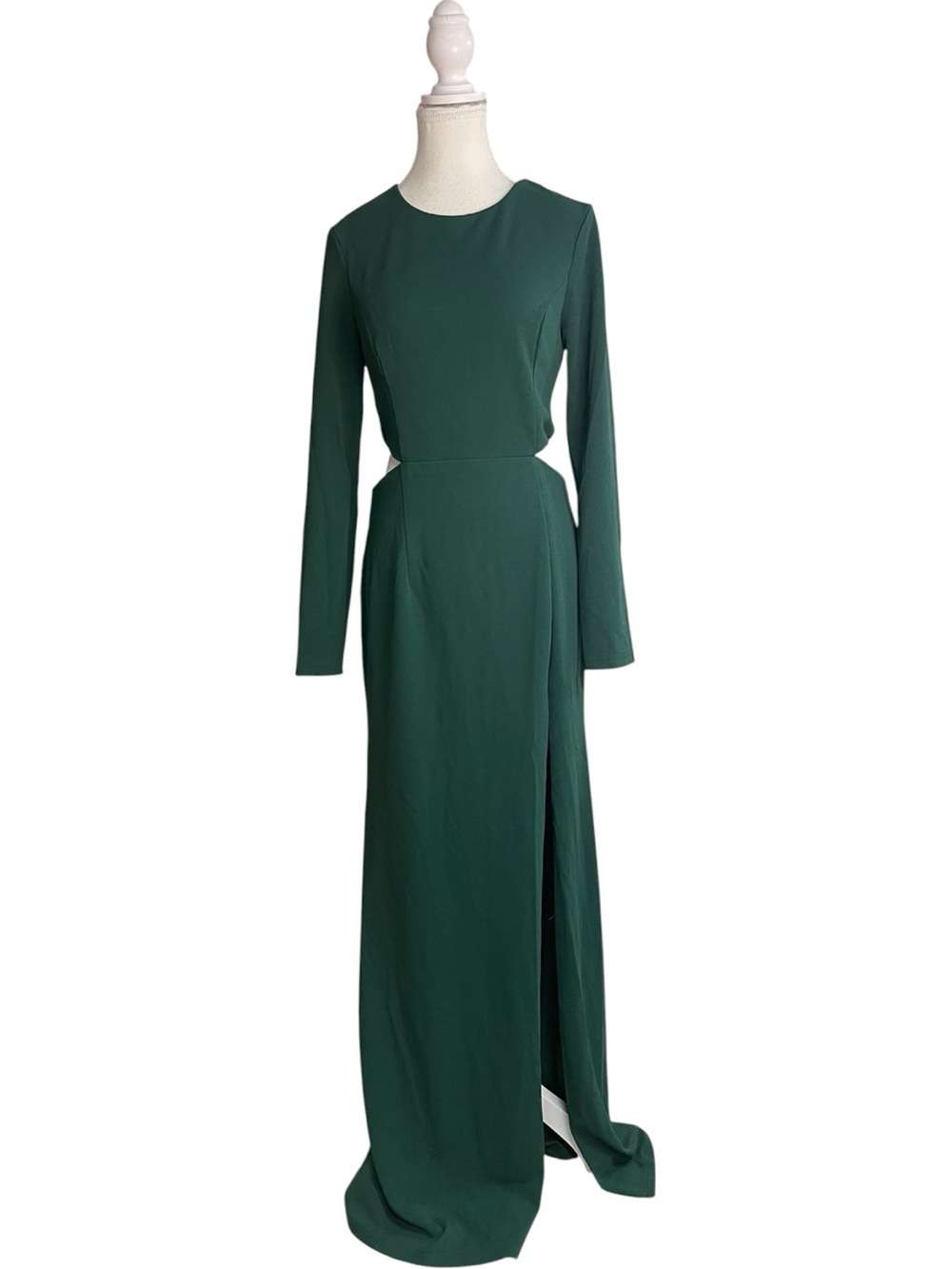 Lulus Going for the Wow Long Sleeve Cutout Maxi Dress Emerald Green